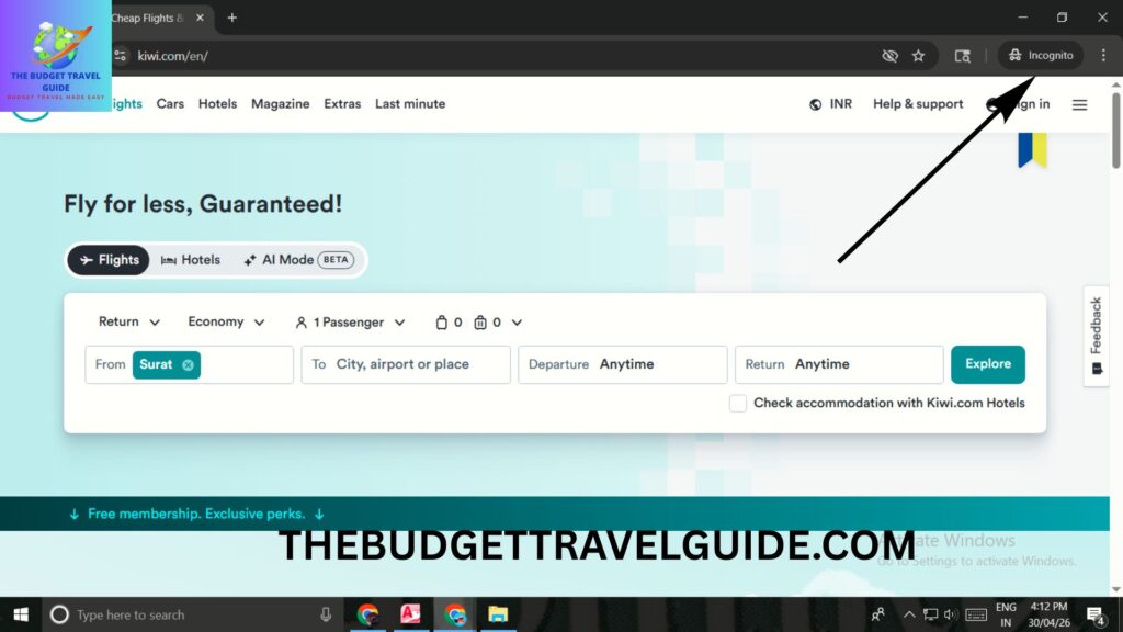 INCOGNITO MODE TO GET CHEAP FLIGHTS TO INDIA