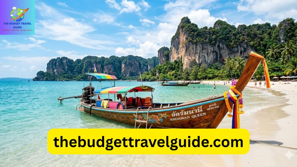Colorful longtail boat on Railay Beach, Krabi